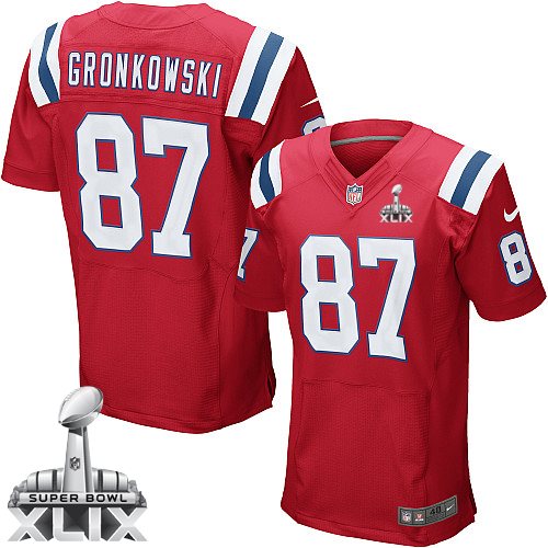 Men's Elite Rob Gronkowski Super Bowl XLIX Nike Jersey Red Alternate - #87 NFL New England Patriots